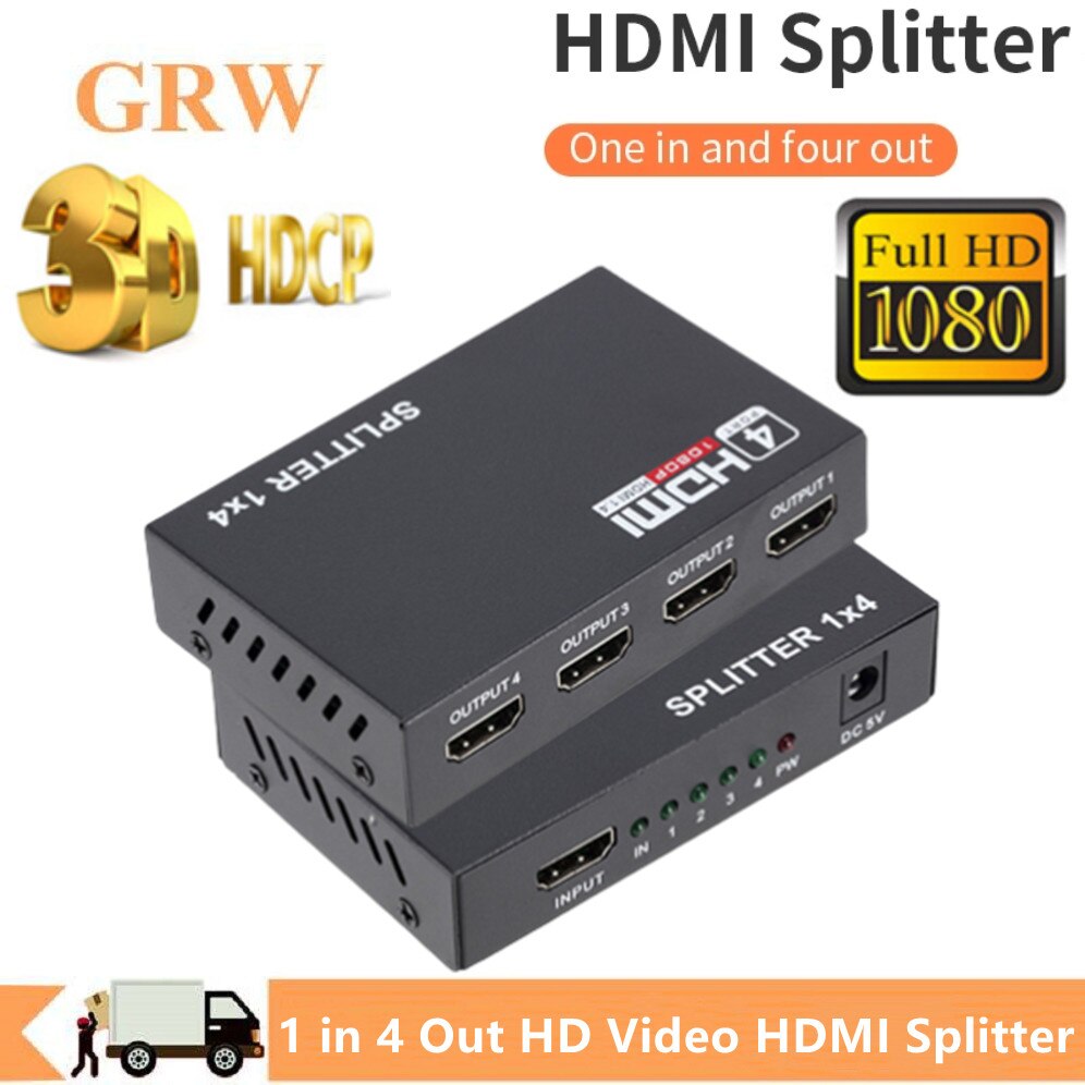 GRWIBEOU HDMI ȣȯ й, HDCP 1 in 4 out  ȣ , 3D 1080P, 1x4  й ġ, HD  